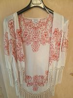 Damen Cardigan weiss bestickt mit Fransen 