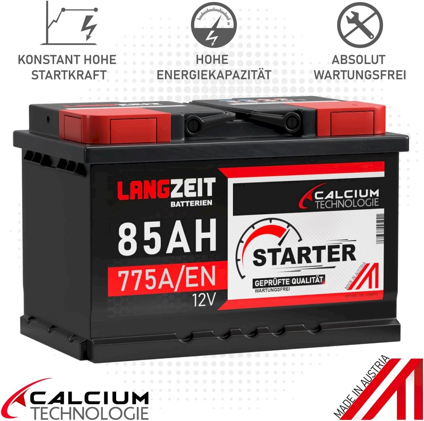 Batterie: LANGZEIT Autobatterie 12V 85Ah – Nuovo e nell'imballaggio originale da Bottighofen venduto da zaap 1