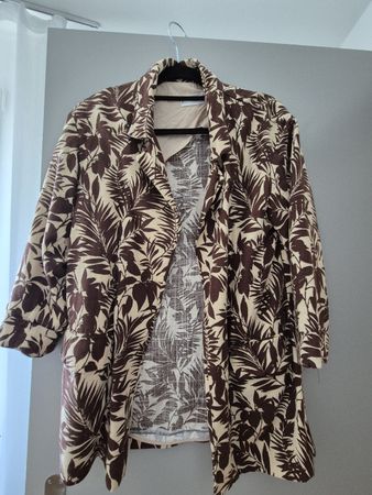 Mango Blazer (Leinen), Grösse XS/S/Sommerliches Palmenmuster