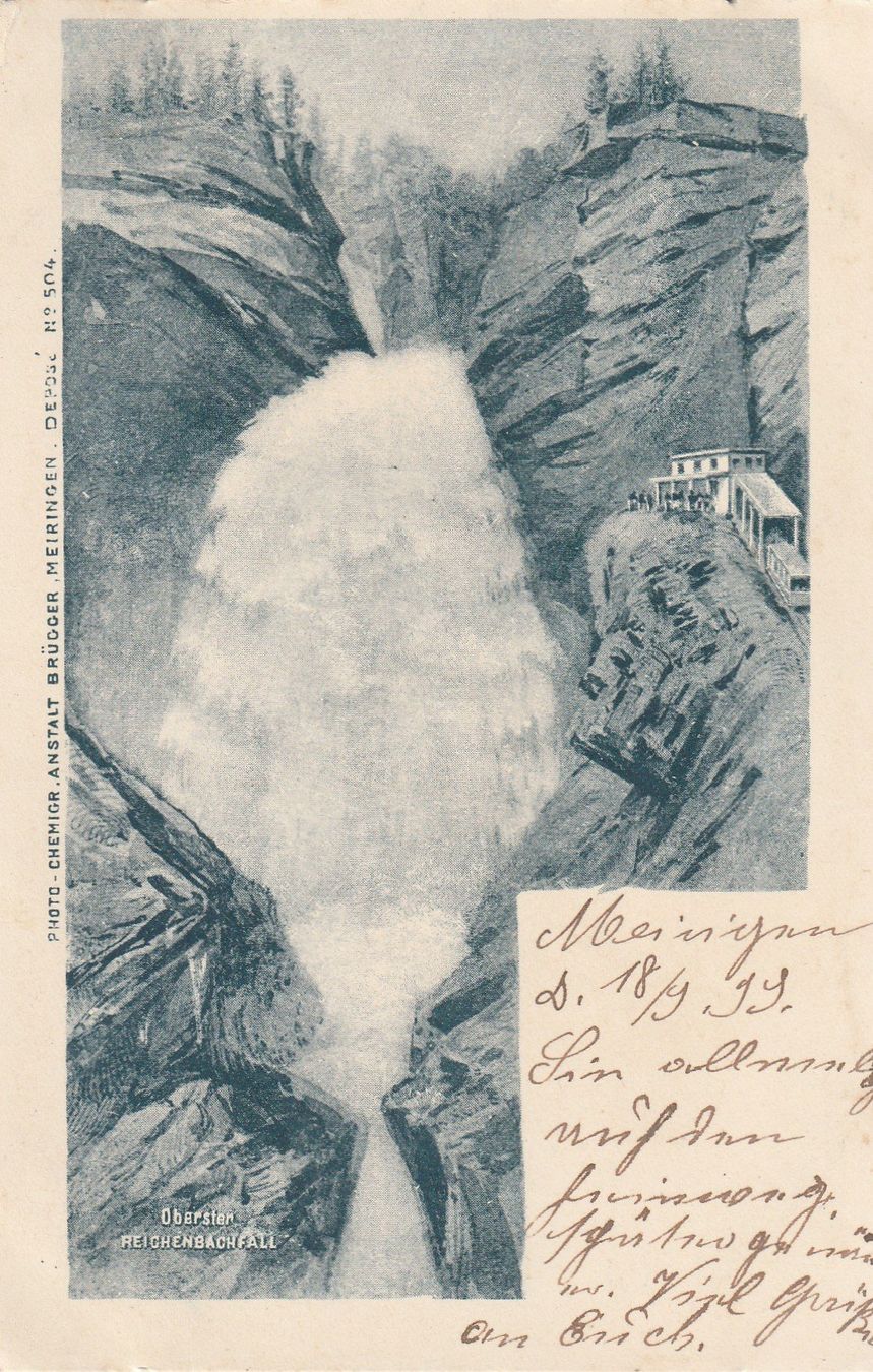 Cartoline postali: Alte Postkarte Reichenbachfall Oberrhaisen mit Stempel 1899 – Usato da Rupperswil venduto da Ema10