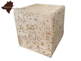 Kuhfell Hocker Gold/White