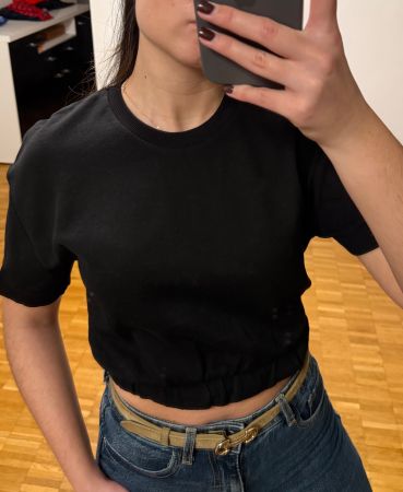 T-shirt Zara noir taille S, crop top, neuf