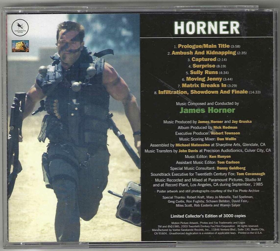 CDs: James Horner - Commando - Arnold Schwarzenegger - Limited – D'occasion à Genève par CDLPBookS 1