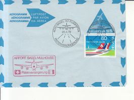 Sonderstempel S. 971 auf Aerogramm Basel Pistenverlängerung