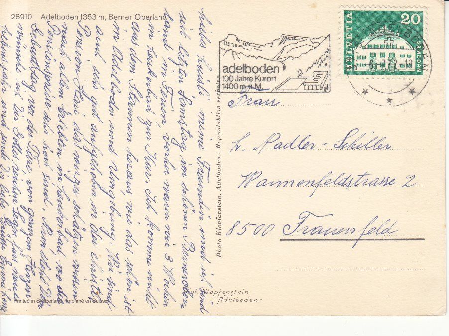 Cartes postales: Adelboden 1972 – D'occasion à Bürglen TG par StampGraf 1