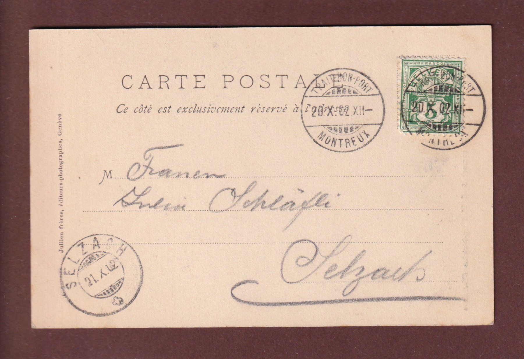 Cartes postales: TERRITET - Monument - 1902 – D'occasion à Pully par nicecards 1