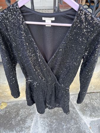 H&M Jumpsuit schwarz mit Pailletten XS