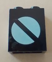 Lego System Verkehrs Schild 1x2x2 schwarz Zeichen