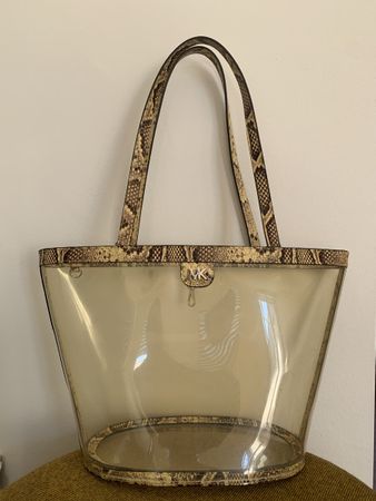 Sac portée épaule transparent et cuir jaune Michael Kors