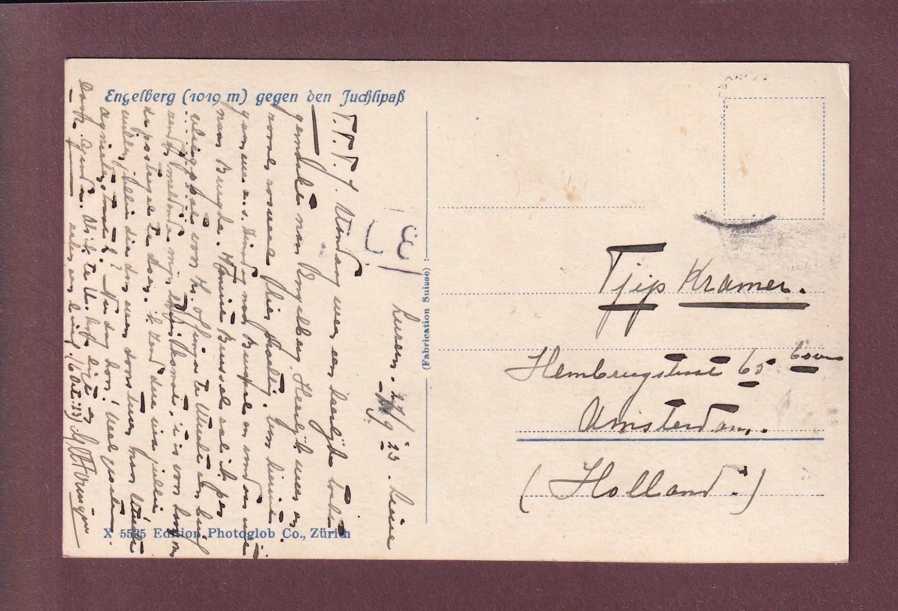 Cartoline postali: ENGELBERG - Juchlipass - 1923 – Usato da Pully venduto da nicecards 1