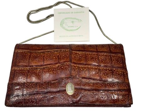 Magnifique sac à main vintage en cuir exotique véritable 