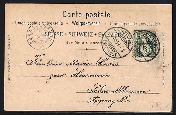 Cartoline postali: Litho Winterthur, Graben, Blick v.d. Hoh – Usato da Berlin venduto da bartko-reher 1