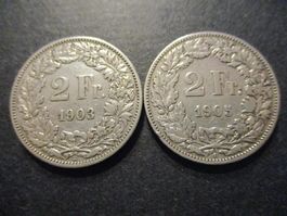 2 x 2.- Fr 1903 + 1905  Très belles pièces