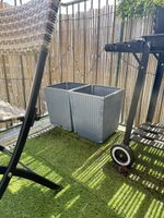 2x Pflanzkübel Rattan-Optik grau – für Balkon & Terrassen!