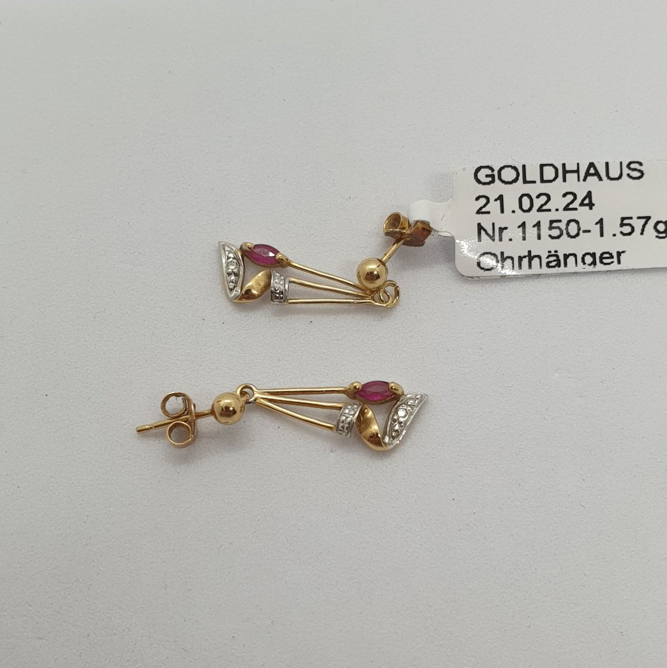 Orecchini pendenti & Orecchini a lobo: Echt 18K Gold - Diamant, Rubin Ohrhänger – Usato da Luzern venduto da Luzern-Goldhaus 2