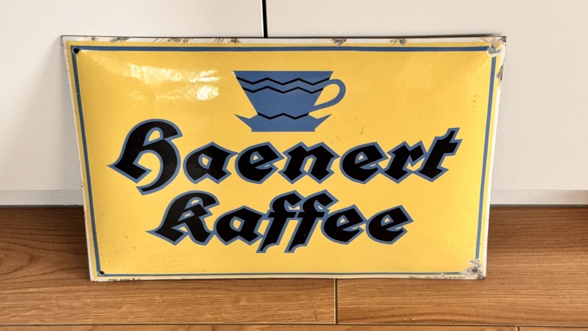 Insegne: Haenert Kaffee Emailschild Länge 49,5cm – Usato da Bubikon venduto da omitha1