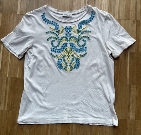 Sandro T-Shirt Lochstickerei S 36 Baumwolle Shirt