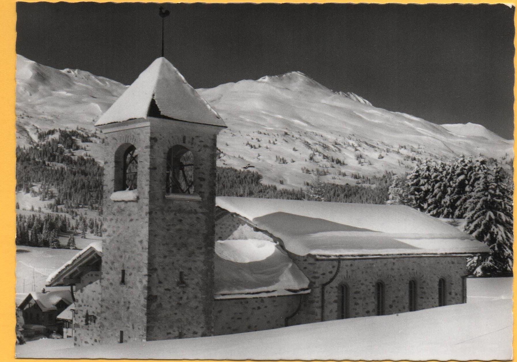 Cartoline postali: LENZERHEIDE Evang. Kirche mit Stätzerhorn – Usato da Jona venduto da philajona