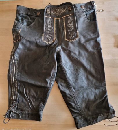 Trachten Lederhose kurz LIVERGY Grösse 56 mit Trägern