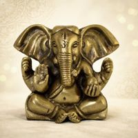 GANESH Ganpati Messing-Statue Indien 580g Ganesha Metallguss