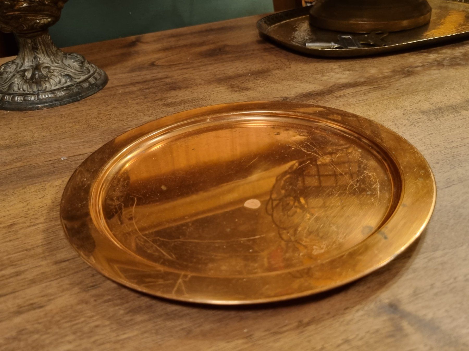 Piatti di portata: Rundes Kupfertablett Vintage ca. 22 cm – Usato da Scharnachtal venduto da devin03 1