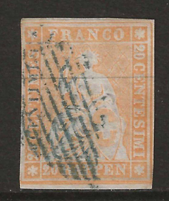 Alle Briefmarken: 1854 : Strubel Nr. 25B : KP 280.-- – Gebraucht aus Gümligen von Geniusbuy