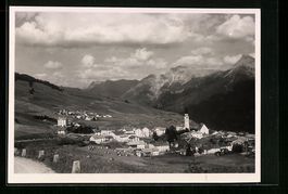 Fetan /Engadin, Ortsansicht aus der Fern