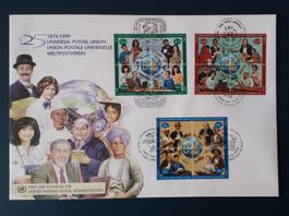 UNO Combo 1999 125 Jahre Weltpostverein Block mit 2 x Halb
