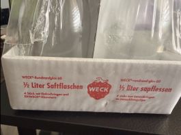 WECK 1/2 Liter Saftflaschen 4 Stück neu und originalverpackt