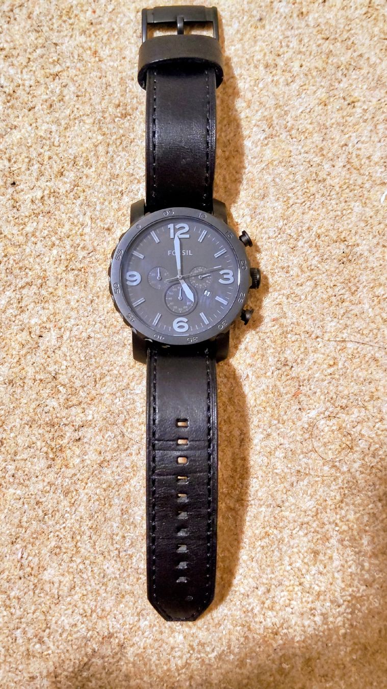 Fossil Orologi: Fossil Chronograph Uhr schwarz Lederarmband gebraucht – Usato da Glattbrugg venduto da har_jgc7