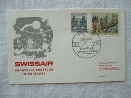 1967 SWISSAIR Erstflug Caravelle Wien - Basel