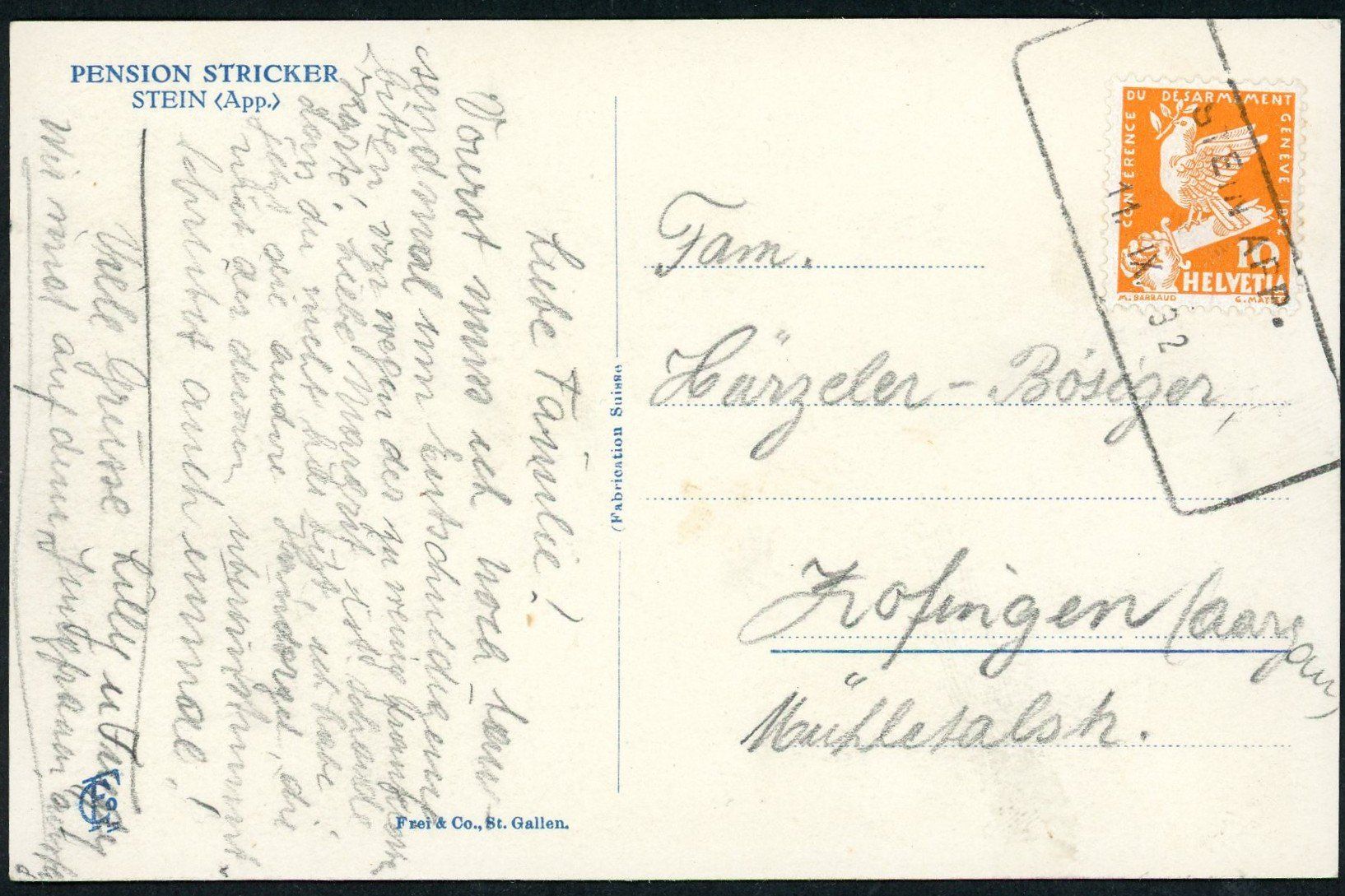 Cartoline postali: Luftkurort Stein AR mit Säntis Kette! – Usato da Opfikon venduto da webstar30 2