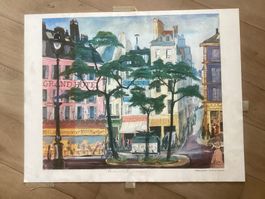 Signierter Farbdruck: Paris, Place de la Contrescarpe 1958