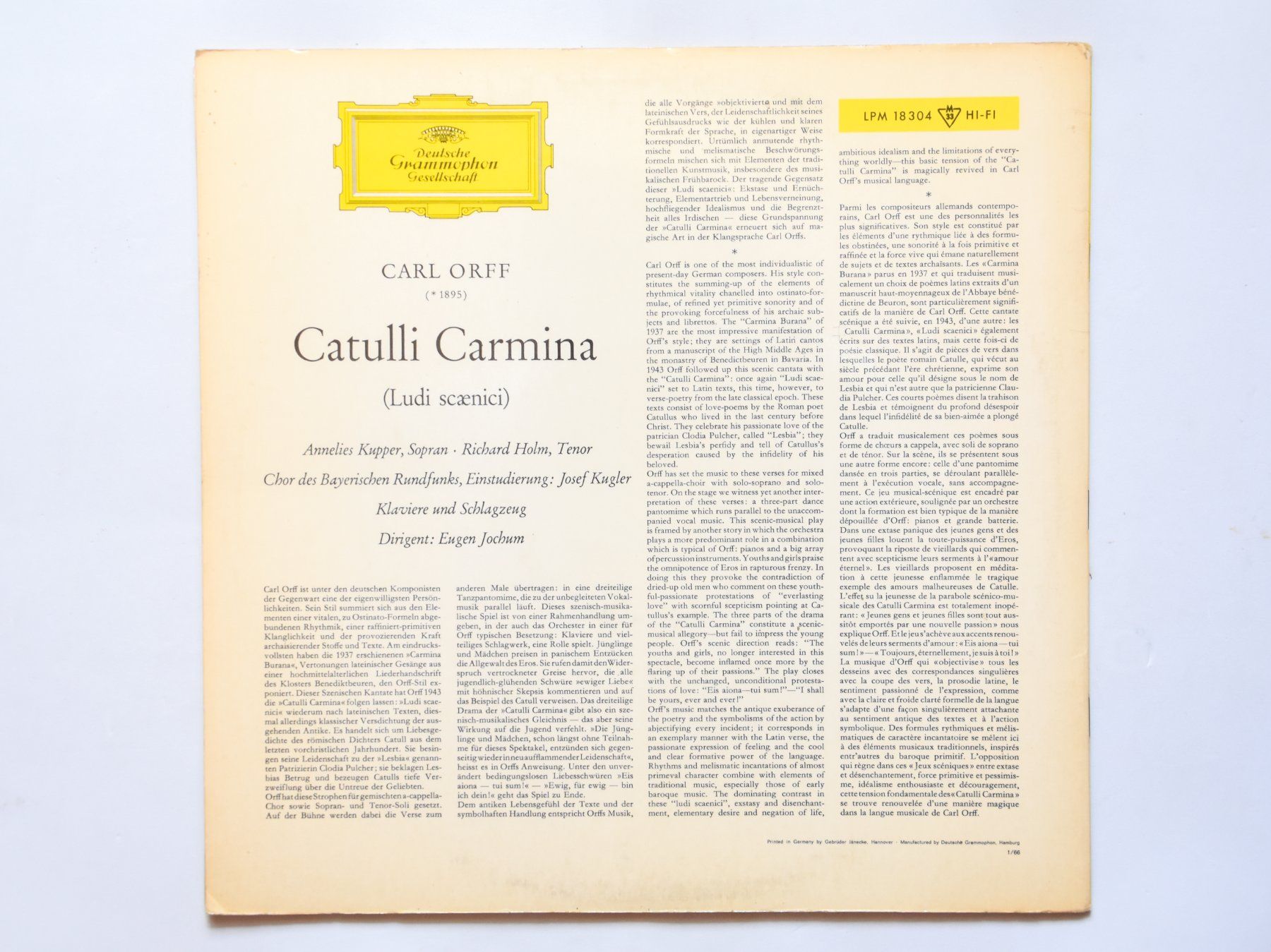 Dischi in vinile: Orff - Catulli Carmina – Usato da Belmont-sur-Yverdon venduto da ag97 1