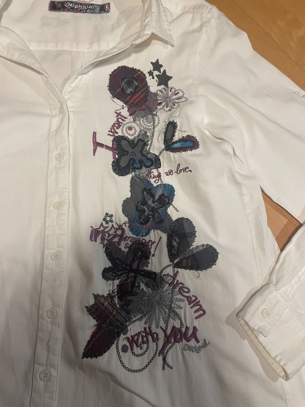 Desigual Blusen: Desigual Bluse, Gr. M, weiss, Rainbow Collection, Dream – Gebraucht aus Hubersdorf von JanasHeartTreasures 1