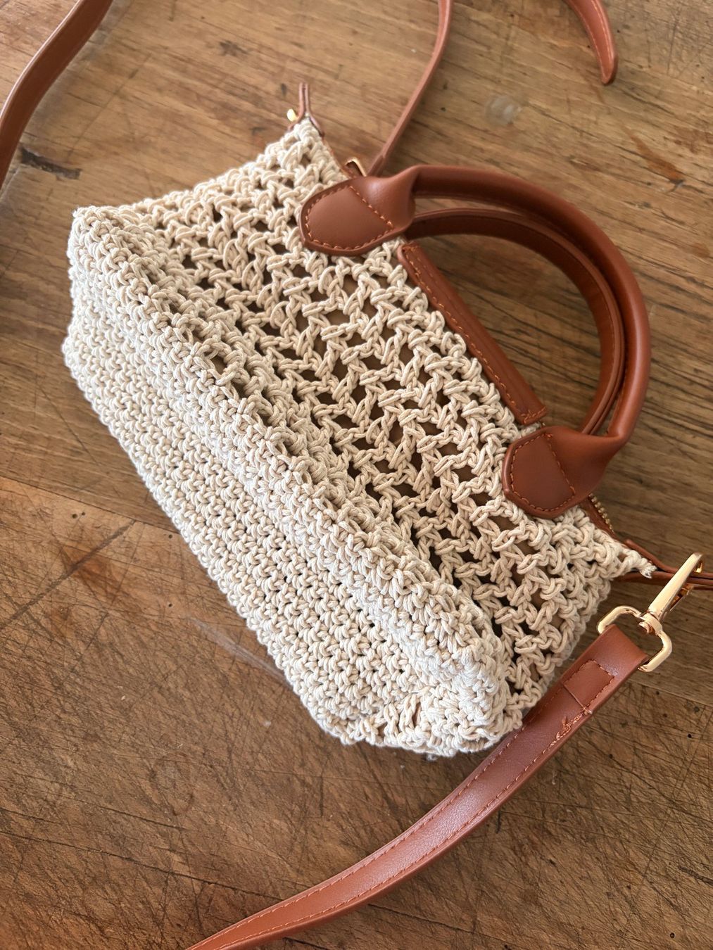 Borse da donna: Tasche gehäkelt beige Ledergriffe neu – Nuovo (secondo la descrizione) da Zürich venduto da lel_m7wy 1
