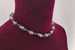 Amethyst Rosenquarz Splittersteine Halskette