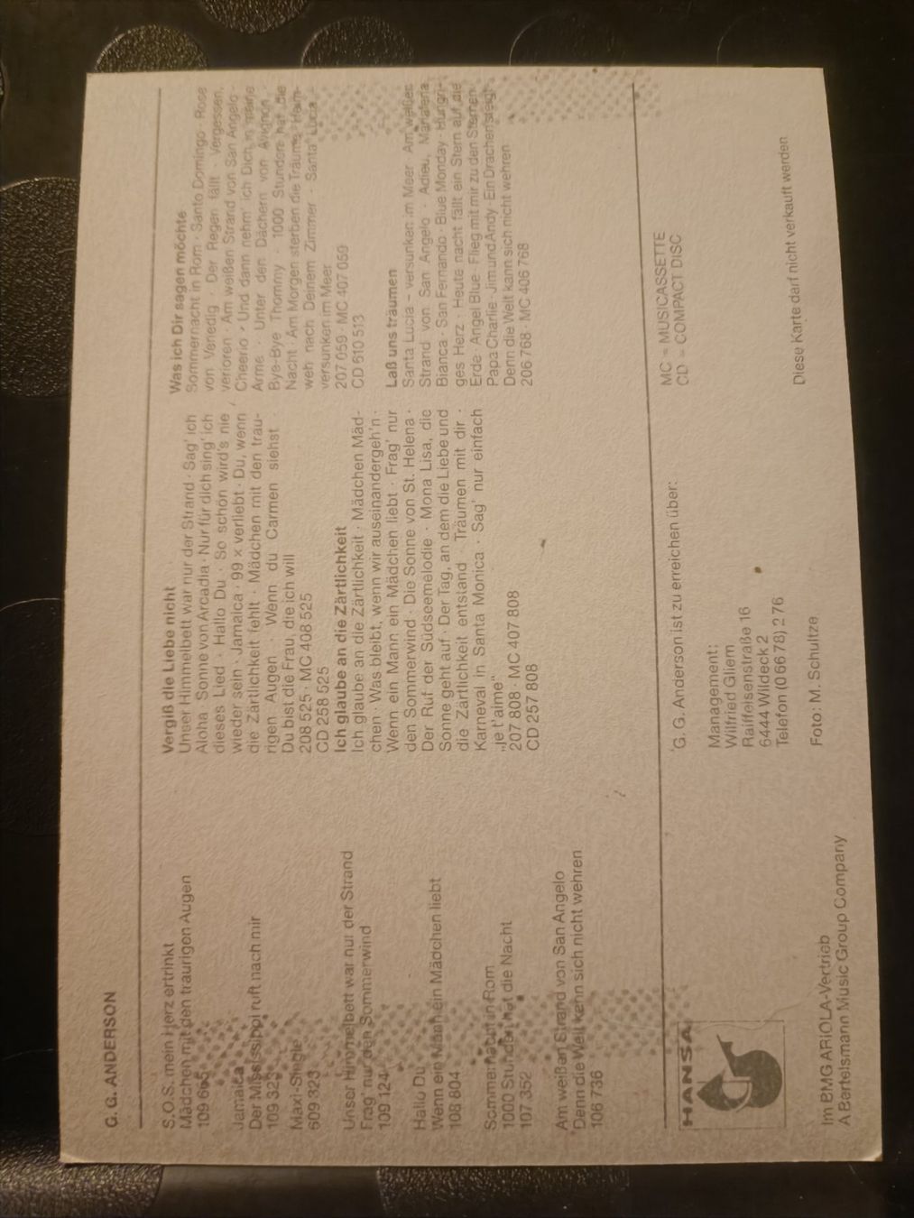 Autografi: G. G. Anderson  - signierte Autogrammkarte – Usato da Menziken venduto da Artographs 1
