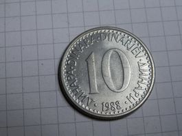 Jugoslawien 10 Dinar, 1988 Kupfer-Nickel / grau