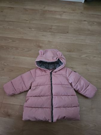 Petit Bateau Winterjacke Gr. 86 rosa mit Bärenohren
