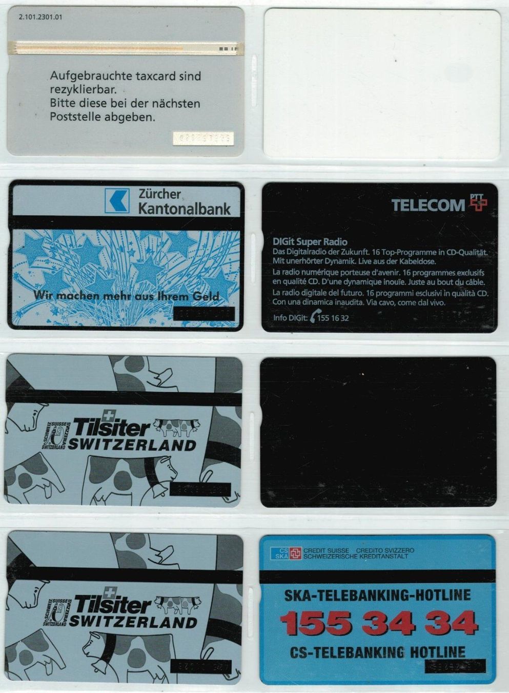 Schede telefoniche: 8 Taxcards Schweiz – Usato da Zürich venduto da Tolima194 1