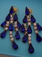 Vintage vergoldete Ohrstecker Royal Blau
