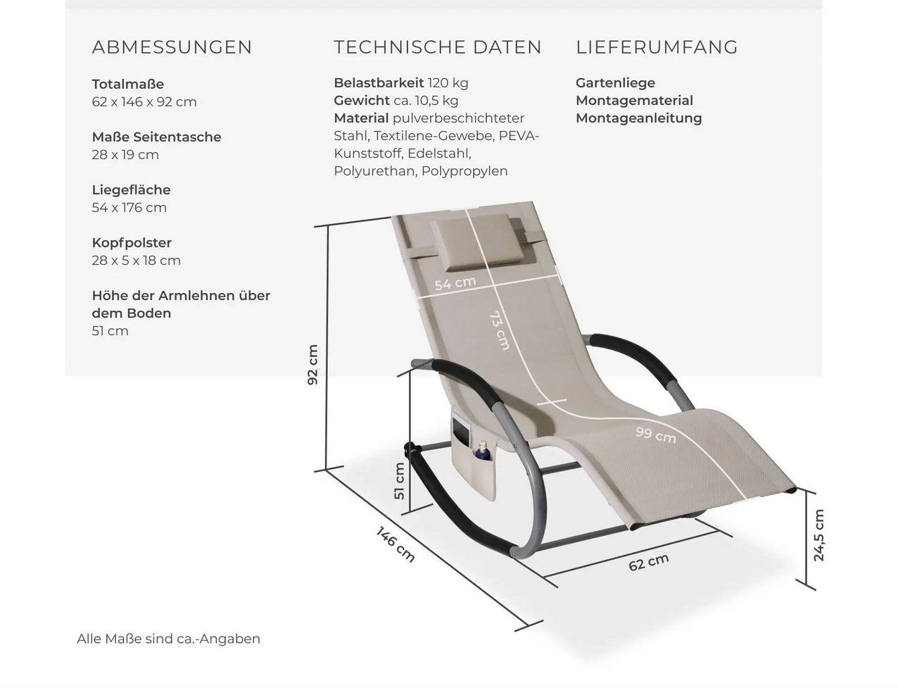 Liegen & Liegestühle: Gartenliege Taya schwarz – Neu (gemäss Beschreibung) aus Steinhausen von Retourenprofis 1