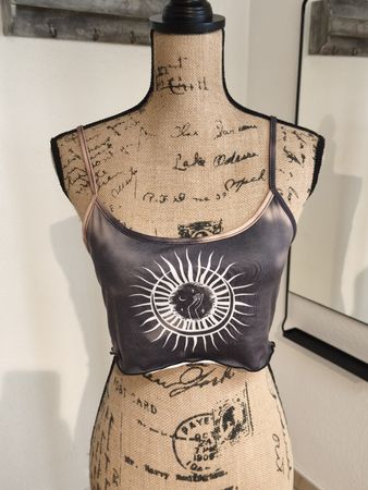 Crop Top Damen Grösse S bedruckt mit Sonnenmotiv