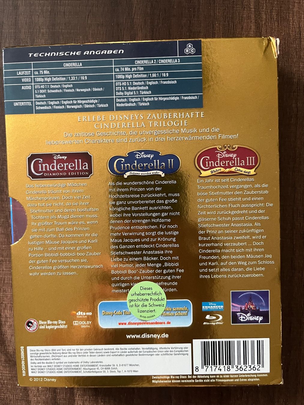 Tutti i DVDs: Disney | Cinderella 1-3 Trilogie Blu-ray – Nuovo (secondo la descrizione) da Sierre venduto da black.box 1
