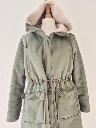 PARKA MANTEL STEFANEL M 38 GEFÜTTERT JACKE OLIV TOP ZU COS