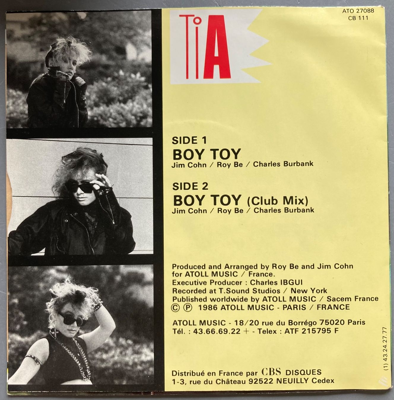 Dischi in vinile: TIA - BOY TOY – Usato da Poliez-Pittet venduto da Newtown-Records 1