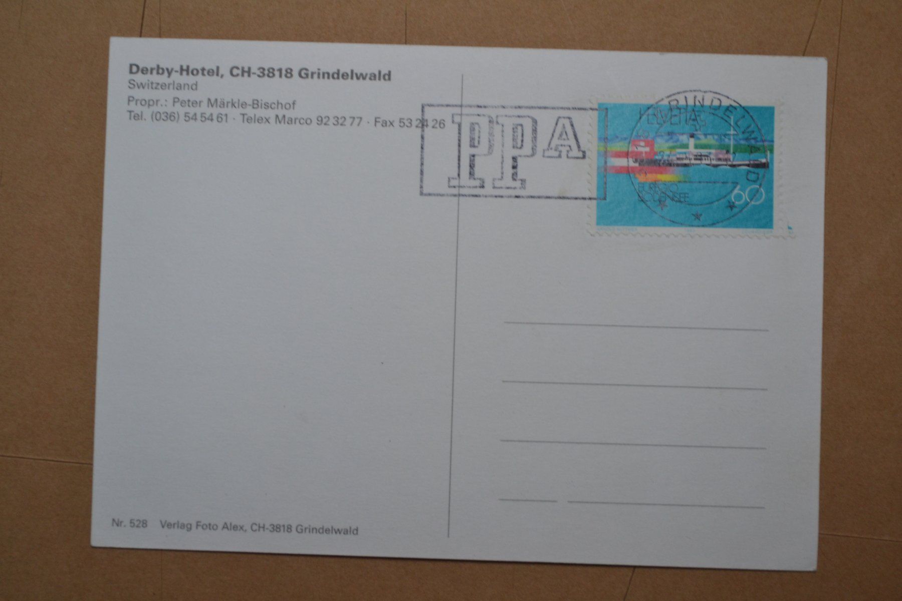 Cartoline postali: AK Grindelwald Derby-Hotel BE – Usato da Beinwil am See venduto da kajak55 1