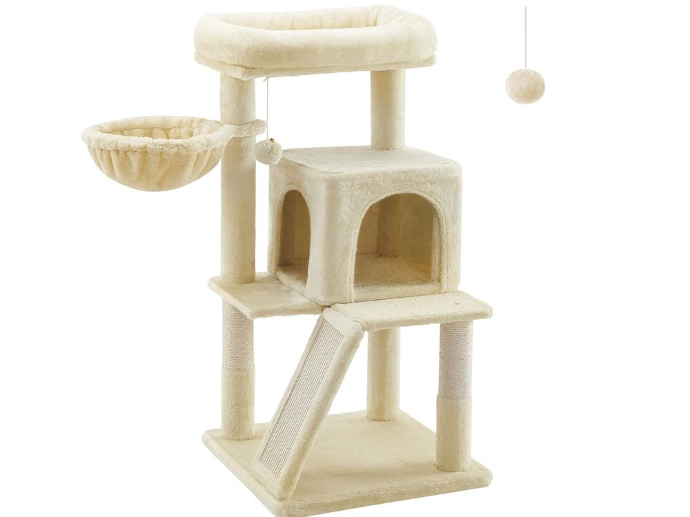 Go Pet Club Katzenbaum F701, 88,9 Cm Hoch, Beige/braun, Mit Sisal-Kratzbrett Und Sitzfläche