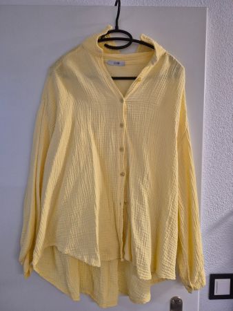 Musselin Hemdbluse gelb Grösse L